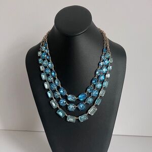 J.Crew Factory Multi Strand Blue Rhinestone Necklace